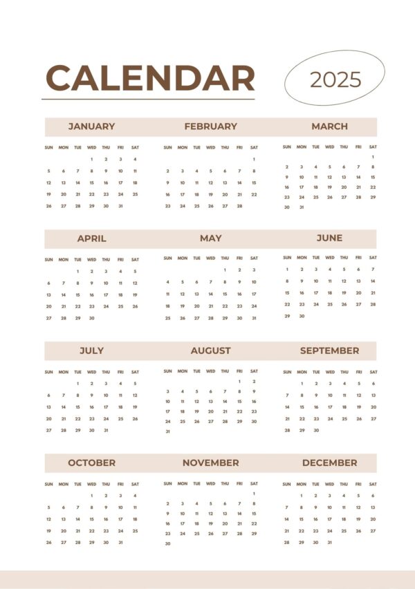 2025 Calendar – Printable 3-Style Bundle (8.5x11 inches / 21.6x27.9 cm) | Clean Minimalist Monthly Layouts | 12-Month View for Home, School, or Office | Instant Digital Download - Image 4