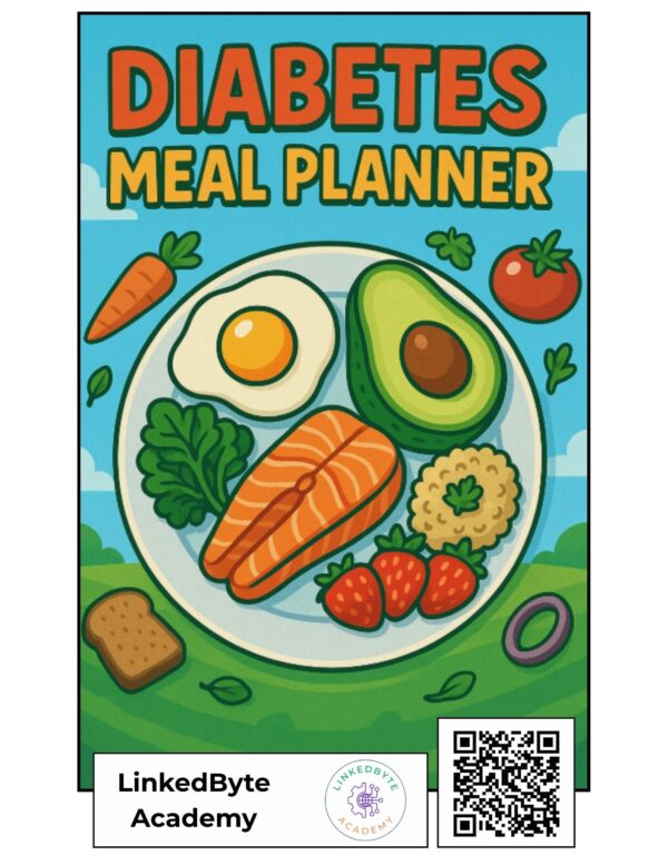5-Page Diabetes Meal Planner PDF – Digital Download (8.5x11 inches / 21.6x27.9 cm) | Daily Breakfast, Lunch, Dinner, Snack & Beverage Guide | Diabetic-Friendly Meal Planning Chart | Instant Access for Phones, Tablets & Computers